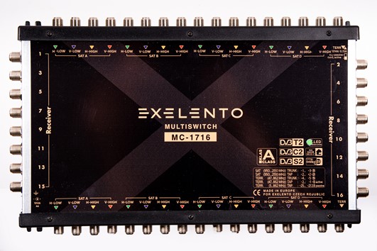 ExeIento MC-1316 multiswitch kaskádový 13/16 pro 3 družice a 16 TV