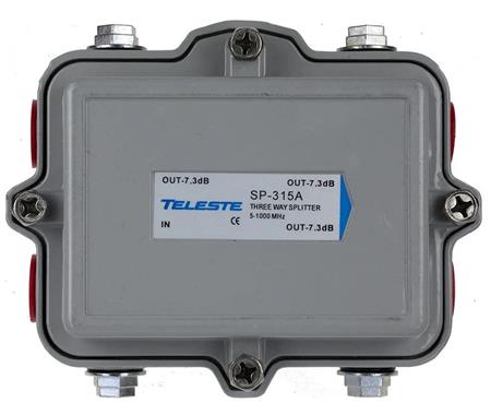 Teleste SP-315A-5/8 trasový rozbočovač na 3 TV 5-1000MHz, 5/8f, venkovní