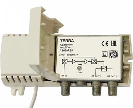 Terra AS039 R65 linkový zesilovač FM-TV, zisk 20dB, výstupy pro 2 TV, R65