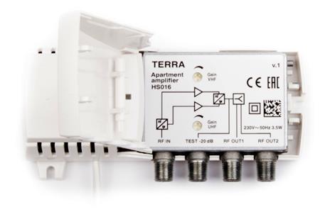 Terra HS016 linkový zesilovač FM-DAB+TV, zisk 22, výstupy pro 2 TV