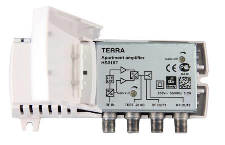 Terra HS018T linkový zesilovač FM-DAB+TV, zisk 26, výstupy pro 2 TV, LTE 5G