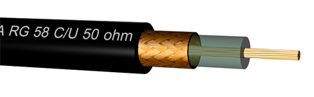 Draka RG58 (0.9L/2.95) PVC Eca kabel 50 Ohm lanko, vnitřní, cívka 500m