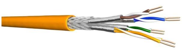 Draka UC900 SS23 síťový kabel S/FTP (SFTP) cat. 7 LSHF B2ca nehořl., drát, stíněný, oranžový, cívka 1000m
