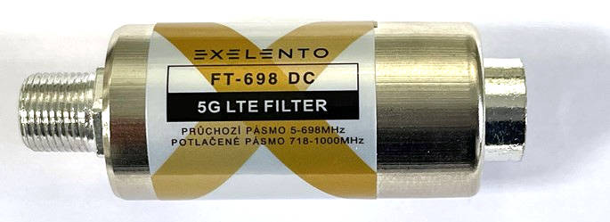 Exelento FT-698 DC LTE filtr 4G+5G (LTE 700 MHz), průchozí napájení, vnitřní