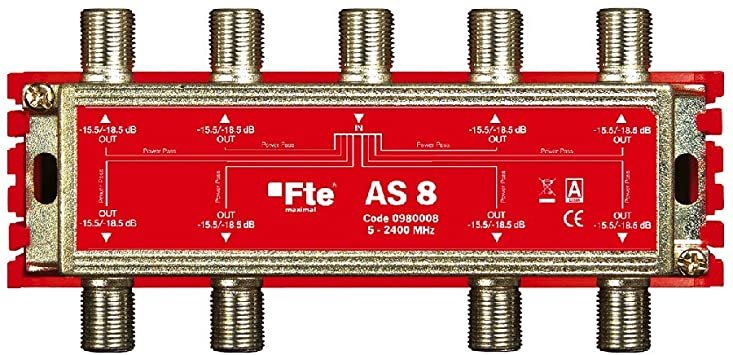 FTE AS 8 - rozbočovač F 15,5 dB, 8 výstupů, 5-2400 MHz, průchozí DC