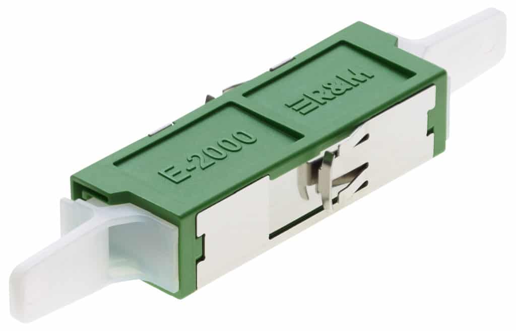 RdM optický adaptér E-2000™ APC SM Simplex zelený, bez příruby