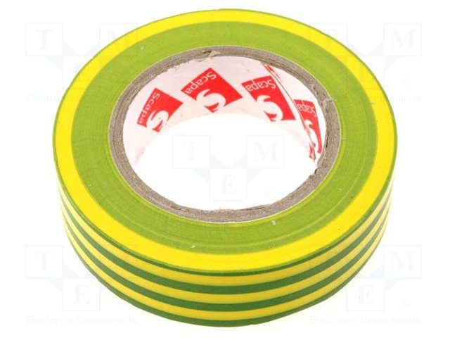 Scapa 2702 15mm x 10m žluto-zelená izolační samolepící páska PVC