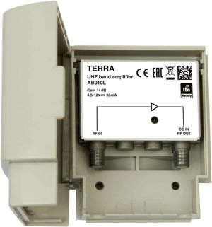 Terra AB010L zesilovač UHF, zisk 14dB, LTE 4G, 12V, venkovní