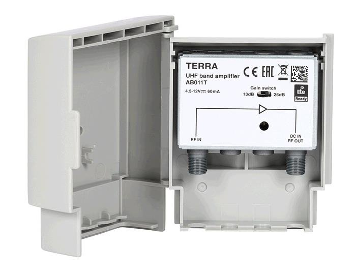 Terra AB011L zesilovač UHF, zisk 26dB, LTE 5G, 12V, venkovní
