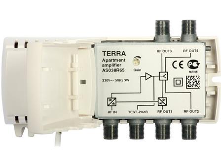 Terra AS038 R65 linkový zesilovač FM-TV, zisk 20dB, výstupy pro 4 TV, R65