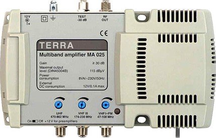 TERRA MA025 - zesilovač 30 dB, 3 vstupy, 115 dBµV