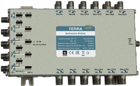 Terra MV924L multiswitch koncový 9/24 pro 2 družice a 24 TV, filtr LTE