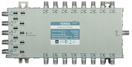 Terra MV932L multiswitch koncový 9/32 pro 2 družice a 32 TV, filtr LTE