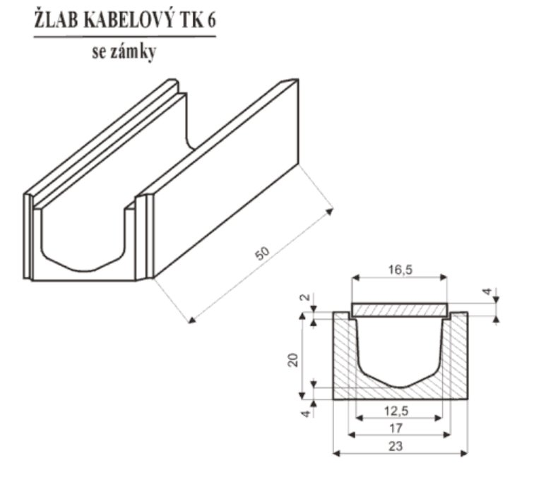 TUZ BETONOVÝ ŽLAB TK6 (23x20)