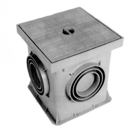 XBS Zemní box plast s víkem 39x39x40cm, šedý, IP40, zatížení 9570N